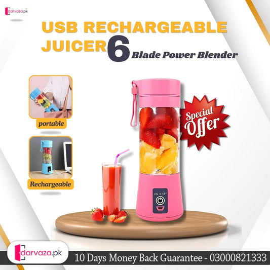USB Rechargeable Juicer 6 Blades Electric Blender Portable Mixer